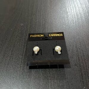 Faux pearl & rhinestone post earrings. Perfect for that special occasion